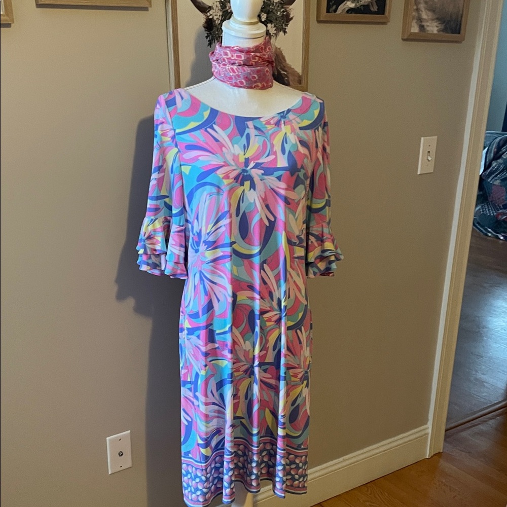 Vibrant Cappagallo  Multicolor 3/4 Sleeve Dress